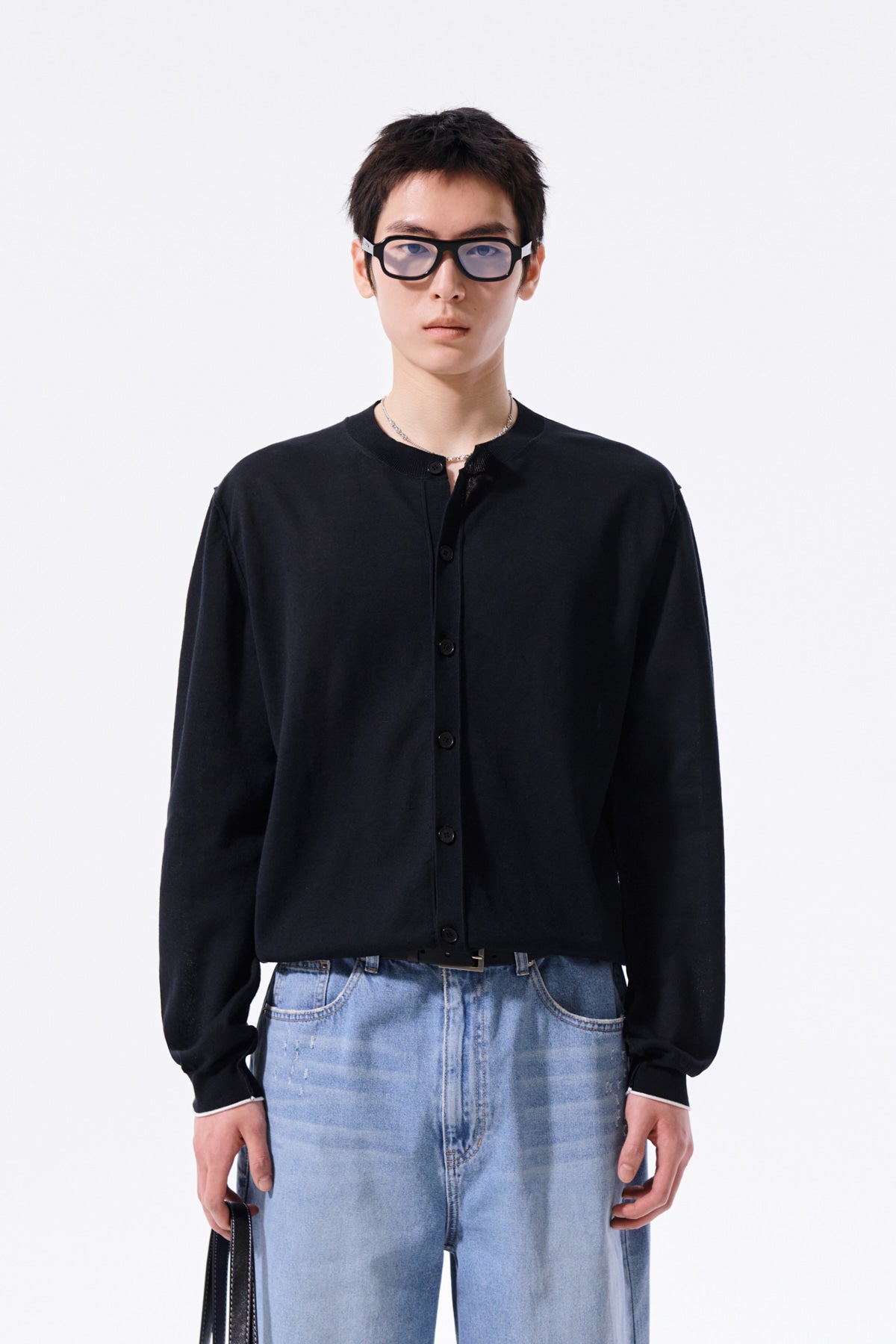 Matin Kim - Back Logo Sheer Cardigan (Black) product image 12 | TRAB K-Fashion Australia