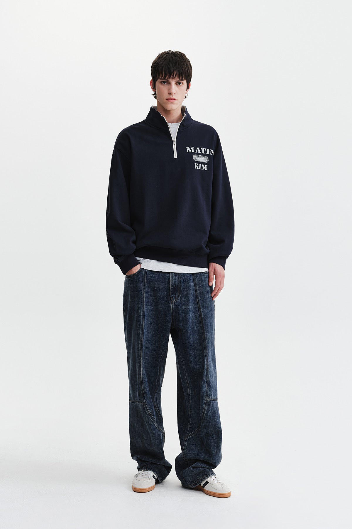Matin Kim - Matin Logo Quarter Zip Up (Navy) product image 9 | TRAB K-Fashion Australia