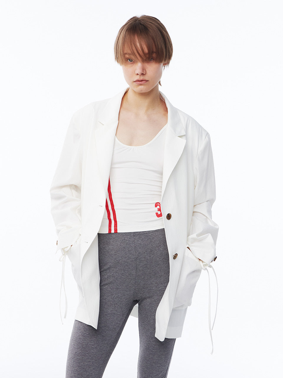 Kijun - Shirring Pocket Blazer (Off-White) product image 6 | TRAB K-Fashion Australia