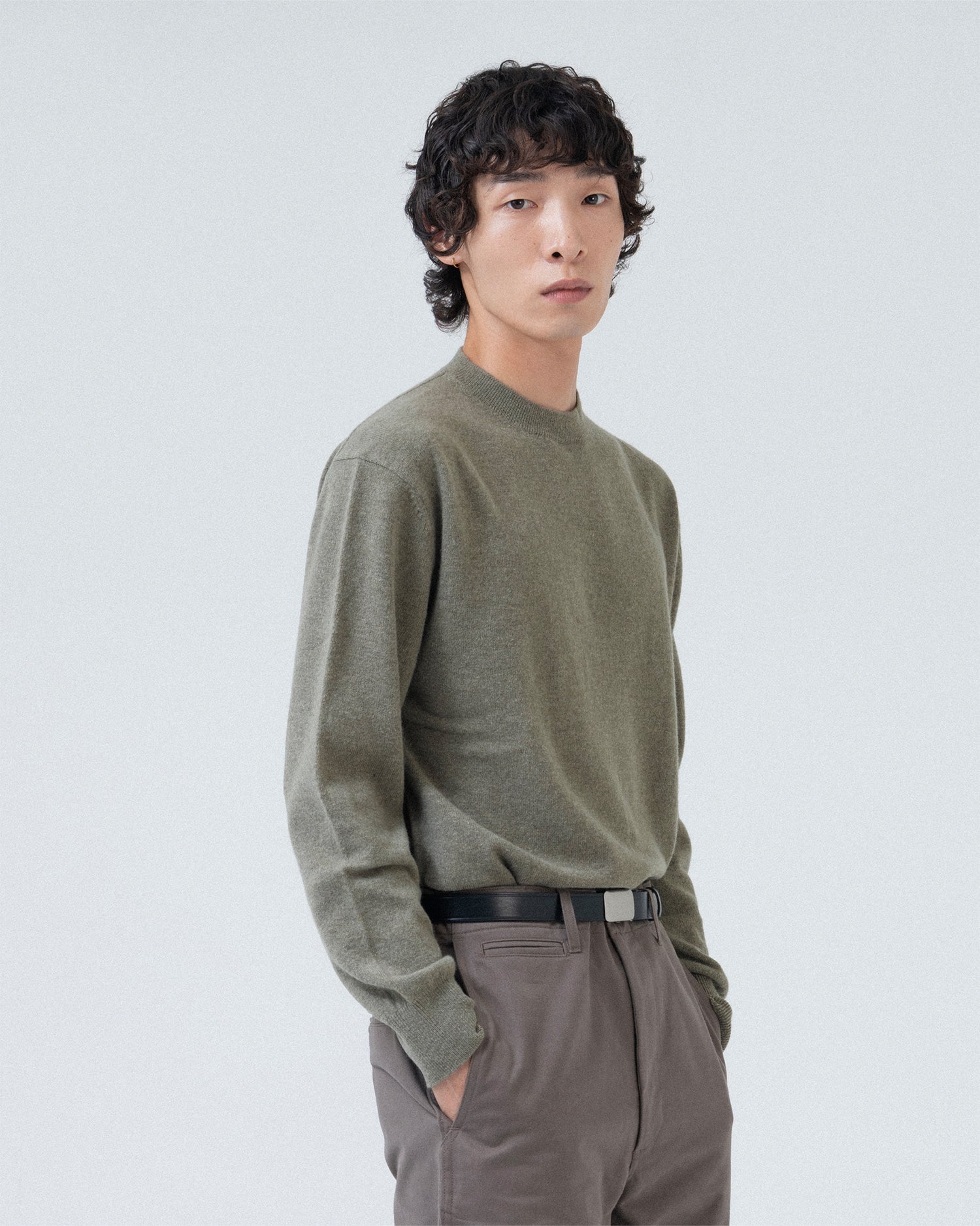Brownyard - Extra Super Fine Crewneck Knit (Olive Grey) product image 2 | TRAB K-Fashion Australia