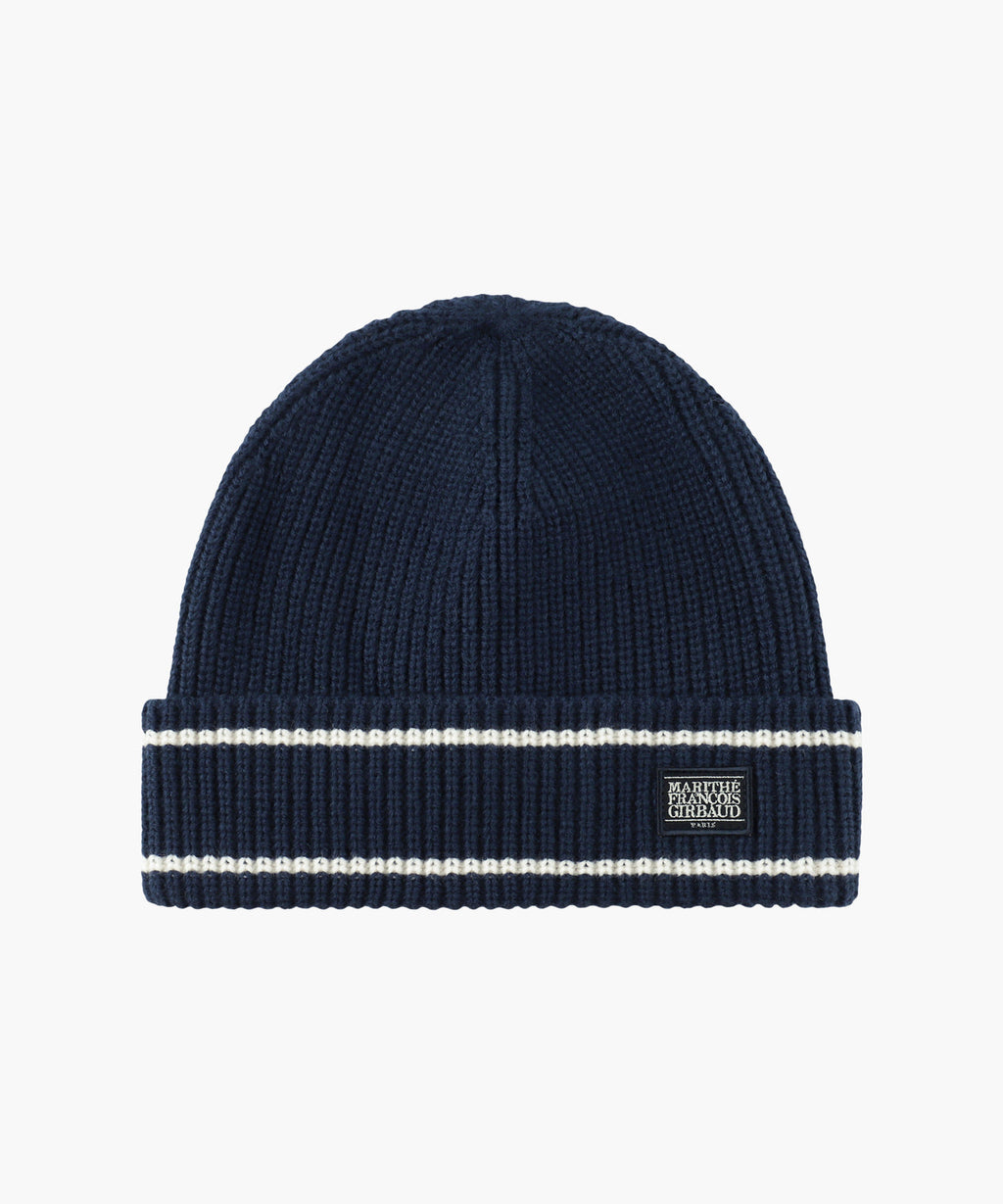 Marithe & Francois Girbaud - Micro Classic Logo Color Block Beanie (Navy) product image 1 | TRAB K-Fashion Australia