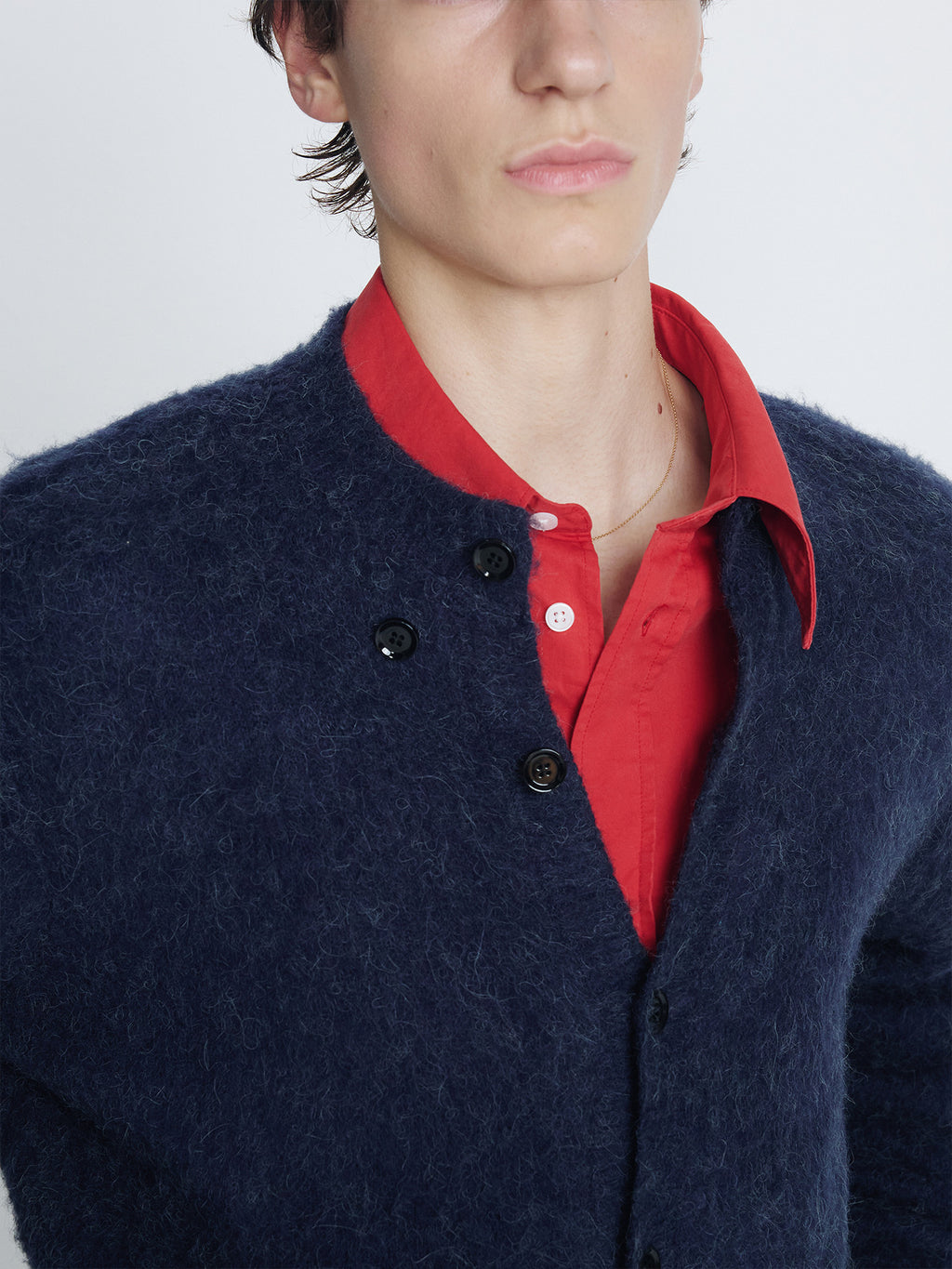 Tonywack - Brushed Wool Crew-Neck Cardigan (Purple Navy) product image 6 | TRAB K-Fashion Australia
