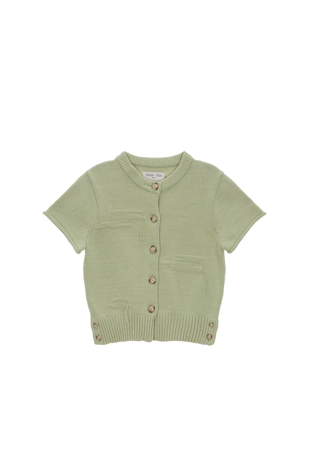 Matin Kim - Damage Round Half Cardigan (Light Green) product image 1 | TRAB K-Fashion Australia