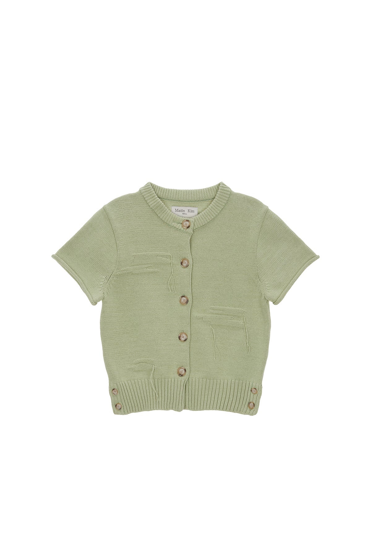 Matin Kim - Damage Round Half Cardigan (Light Green) product image 1 | TRAB K-Fashion Australia