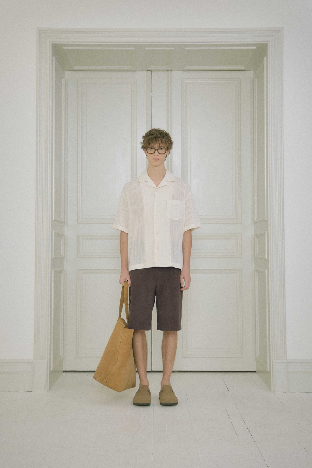 STU - Back Raglan Embo Stripe Shirt (Ivory) product image 1 | TRAB K-Fashion Australia