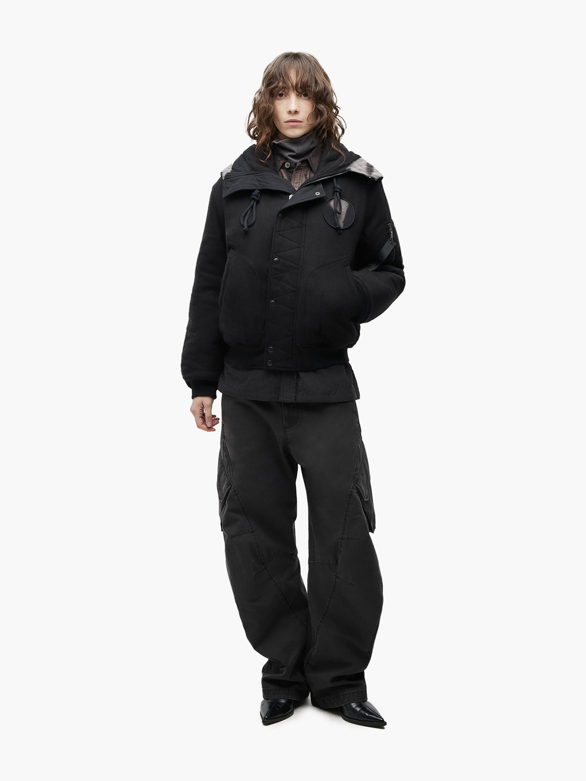 Jiyong Kim - Sun-Bleached Split-Hood Flight Jacket (Black) product image 3 | TRAB K-Fashion Australia