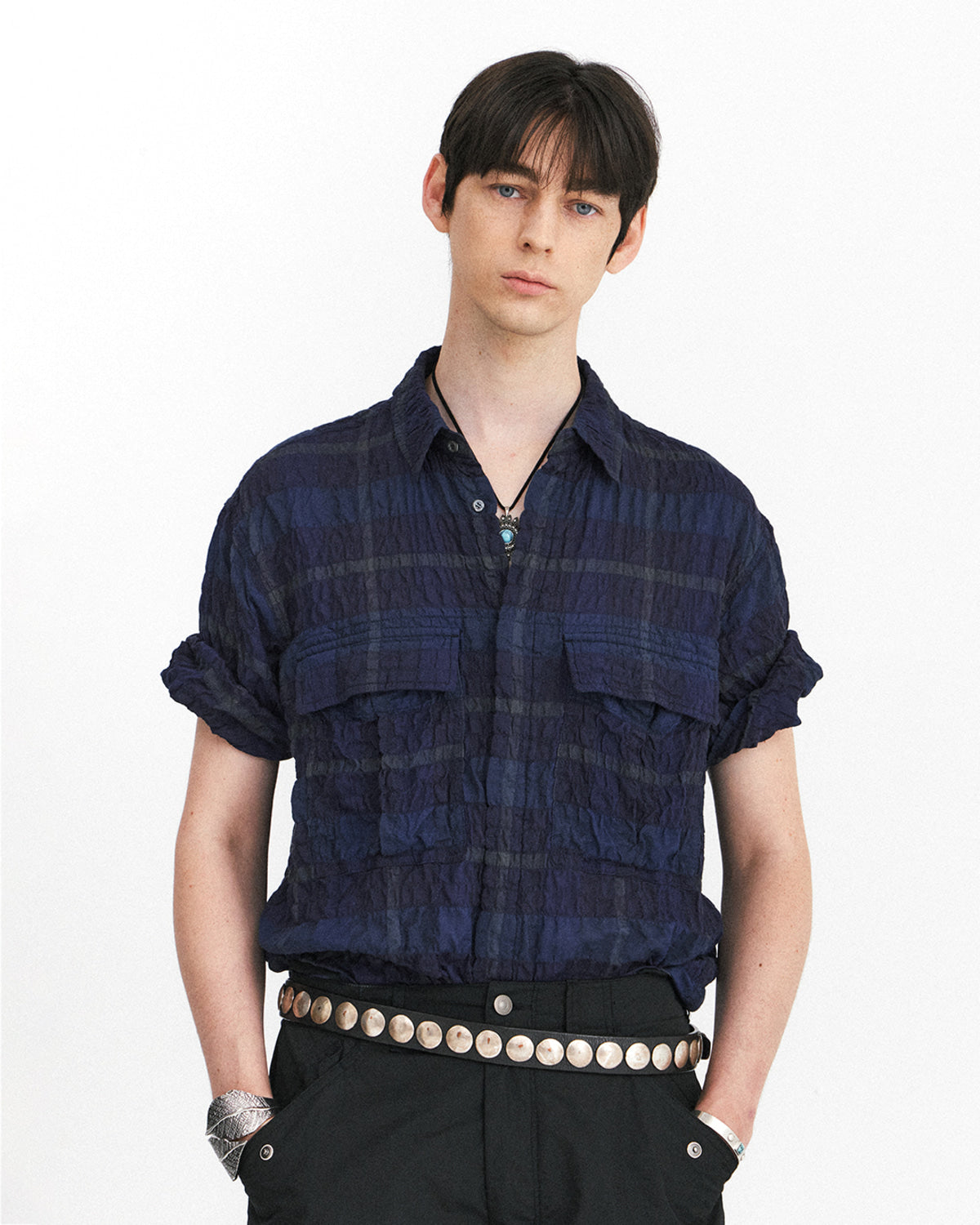Eastlogue - Army Field Half Shirts (Multi Blue Check) product image 3 | TRAB K-Fashion Australia