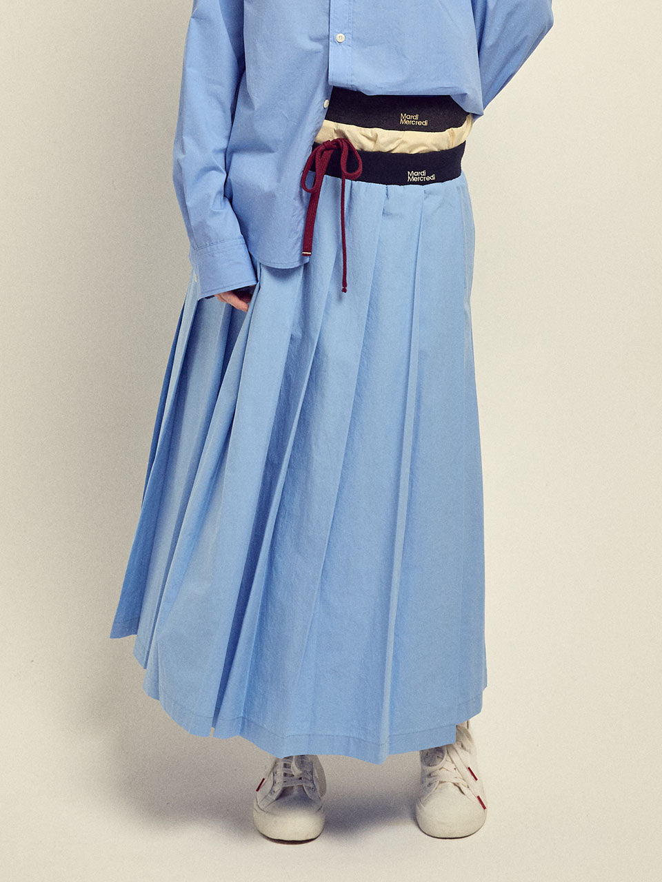 Mardi Mercredi - Cotton Pleated Maxi Skirt (Blue) product image 1 | TRAB K-Fashion Australia