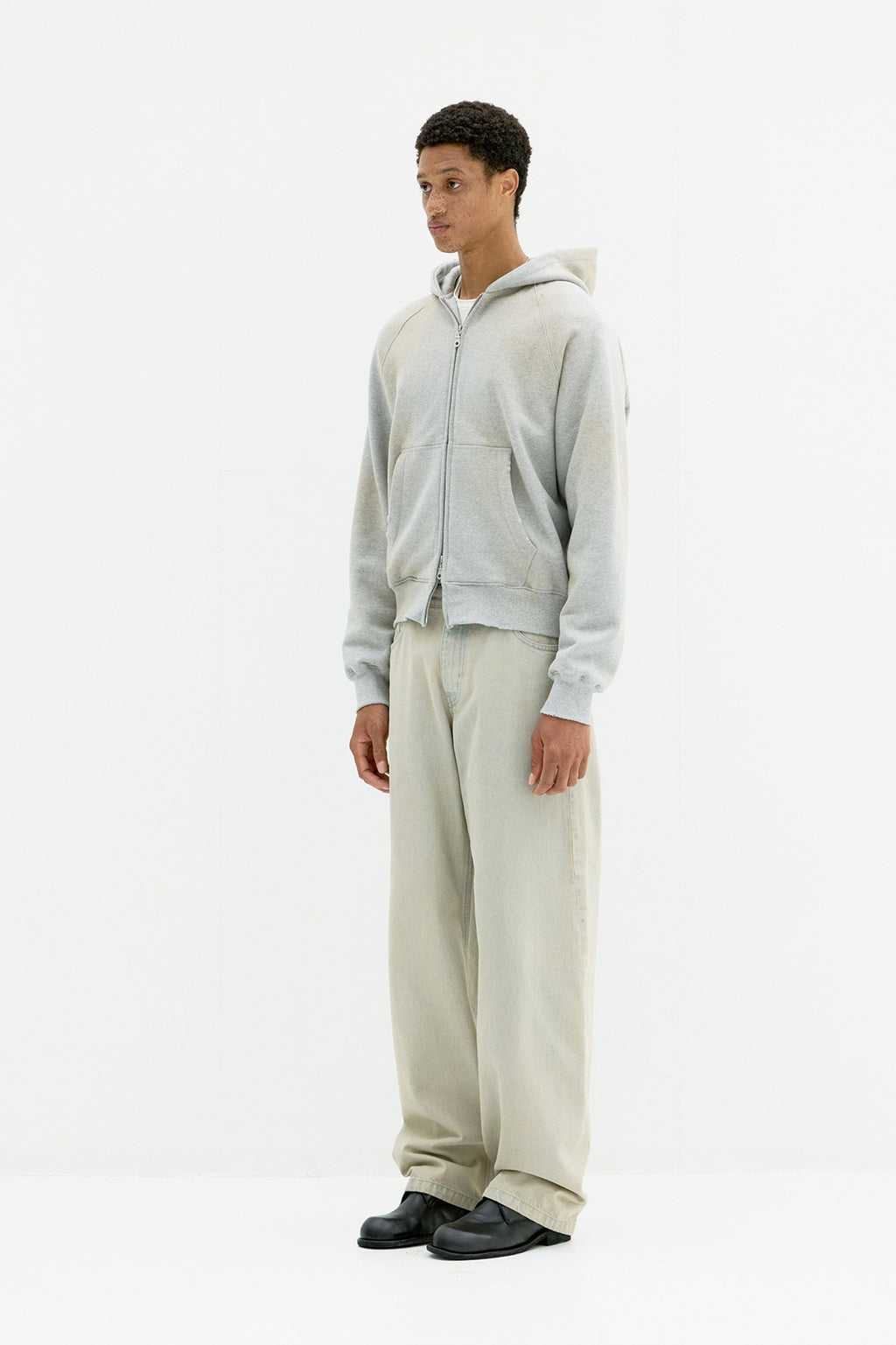 Coor - Washed Raglan Hoodie Sweat Zip Up (Melange Gray) product image 3 | TRAB K-Fashion Australia