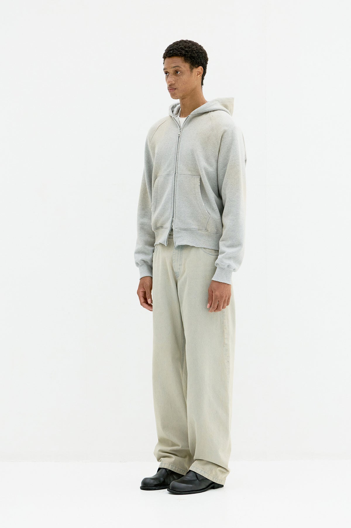 Coor - Washed Raglan Hoodie Sweat Zip Up (Melange Gray) product image 3 | TRAB K-Fashion Australia