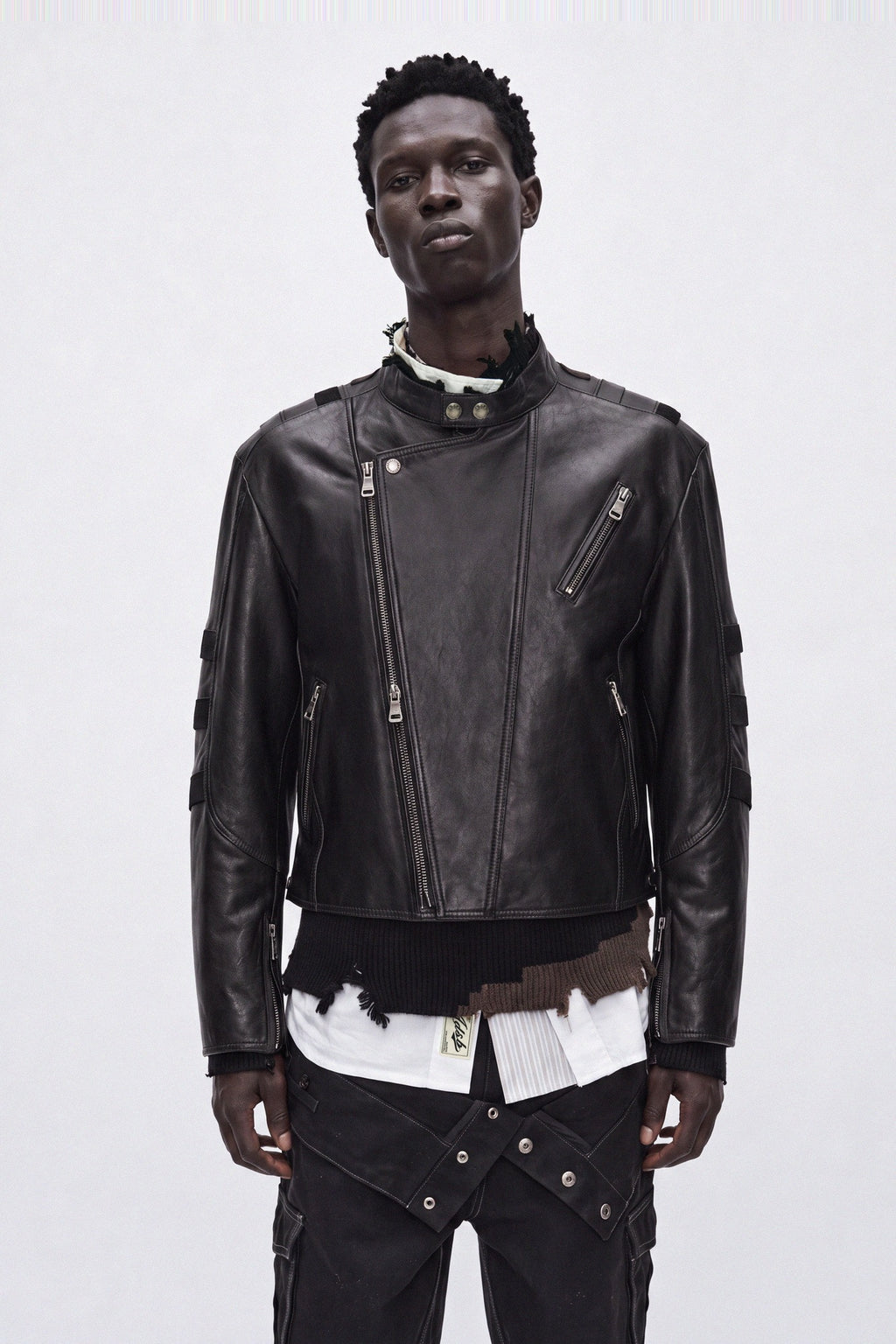 Andersson Bell - Segment Moto Leather Jacket (black) (Black) product image 1 | TRAB K-Fashion Australia