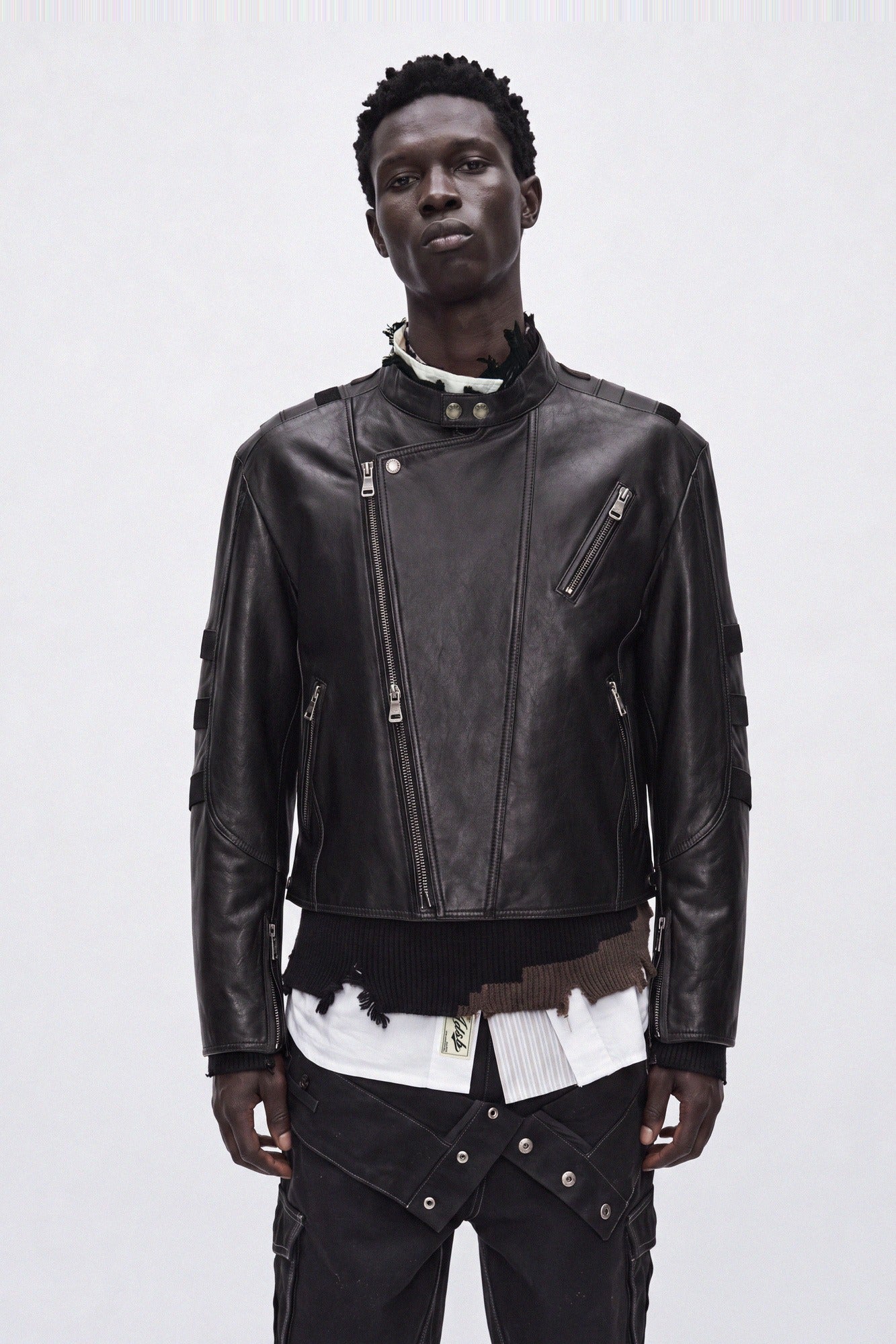 Andersson Bell - Segment Moto Leather Jacket (black) (Black) product image 1 | TRAB K-Fashion Australia