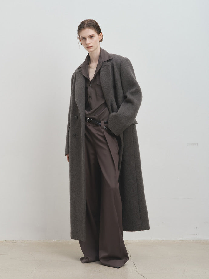 Tonywack - Soft Wool Alpaca Double-Breasted Coat (Olive Charcoal) product image 2 | TRAB K-Fashion Australia