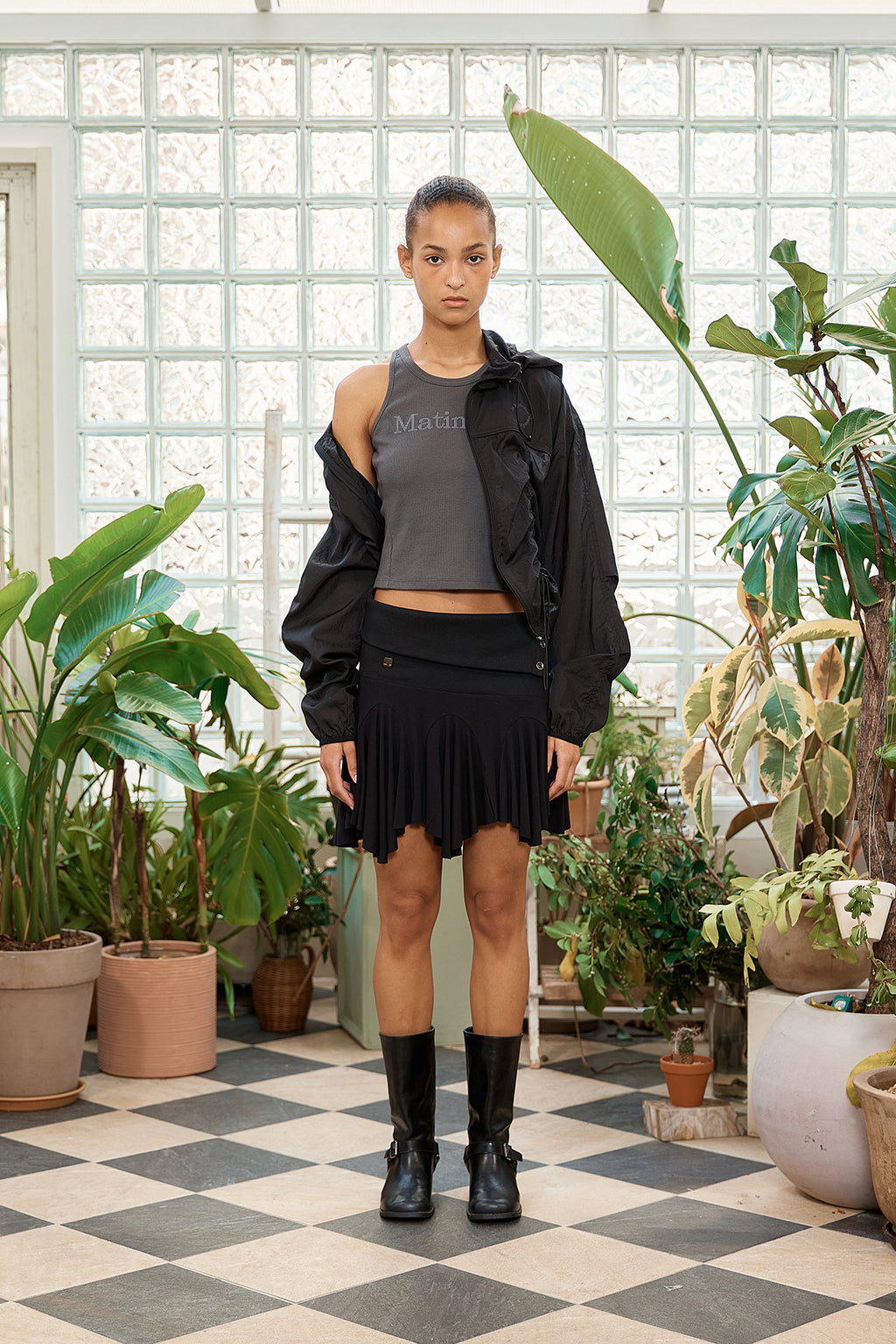 Matin Kim - Hoody Point Crop Light Windbreaker (Black) product image 15 | TRAB K-Fashion Australia