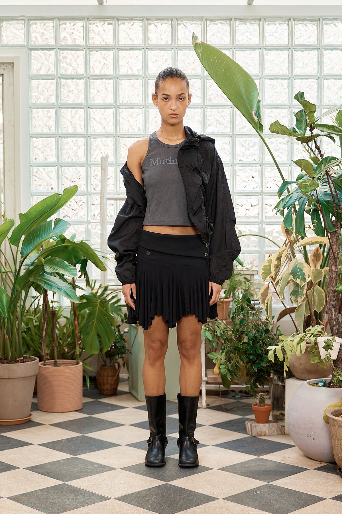 Matin Kim - Hoody Point Crop Light Windbreaker (Black) product image 15 | TRAB K-Fashion Australia