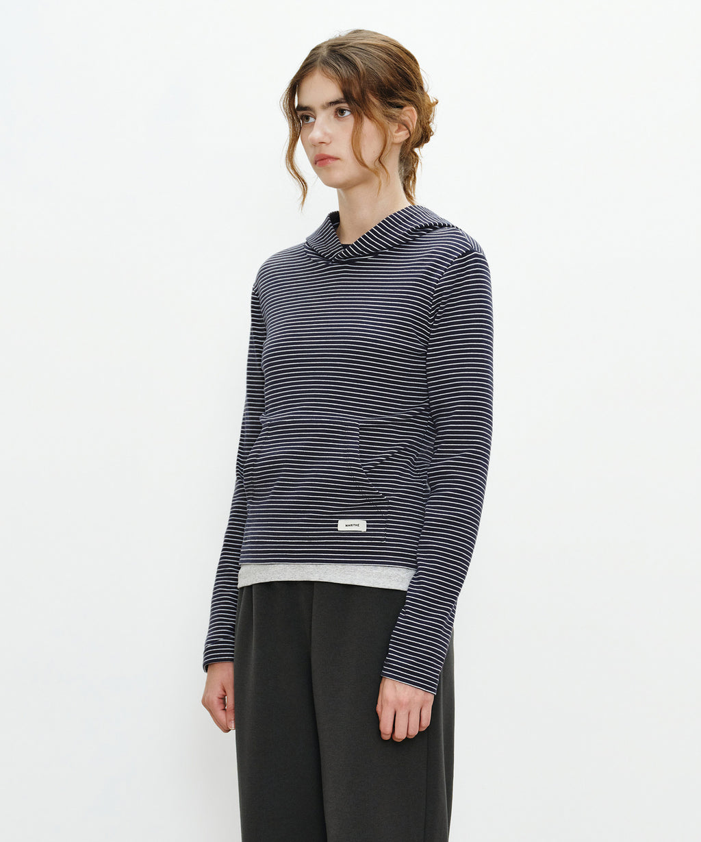 Marithe & Francois Girbaud - Basic Hoodie Long Sleeve (Navy Stripe) product image 2 | TRAB K-Fashion Australia