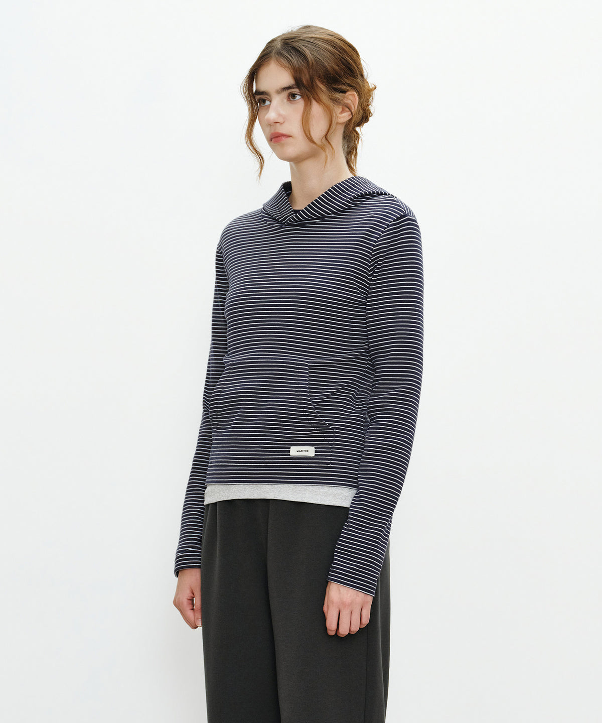 Marithe & Francois Girbaud - Basic Hoodie Long Sleeve (Navy Stripe) product image 2 | TRAB K-Fashion Australia