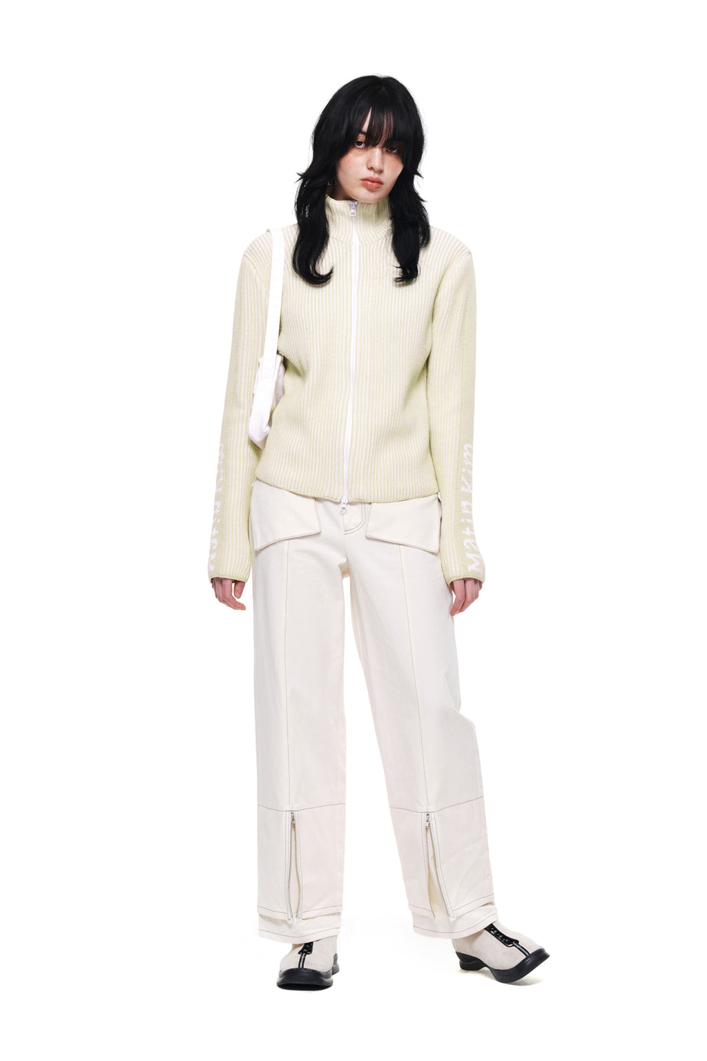 Matin Kim - Sleeve Point Zip Up Cardigan (Ivory) product image 8 | TRAB K-Fashion Australia