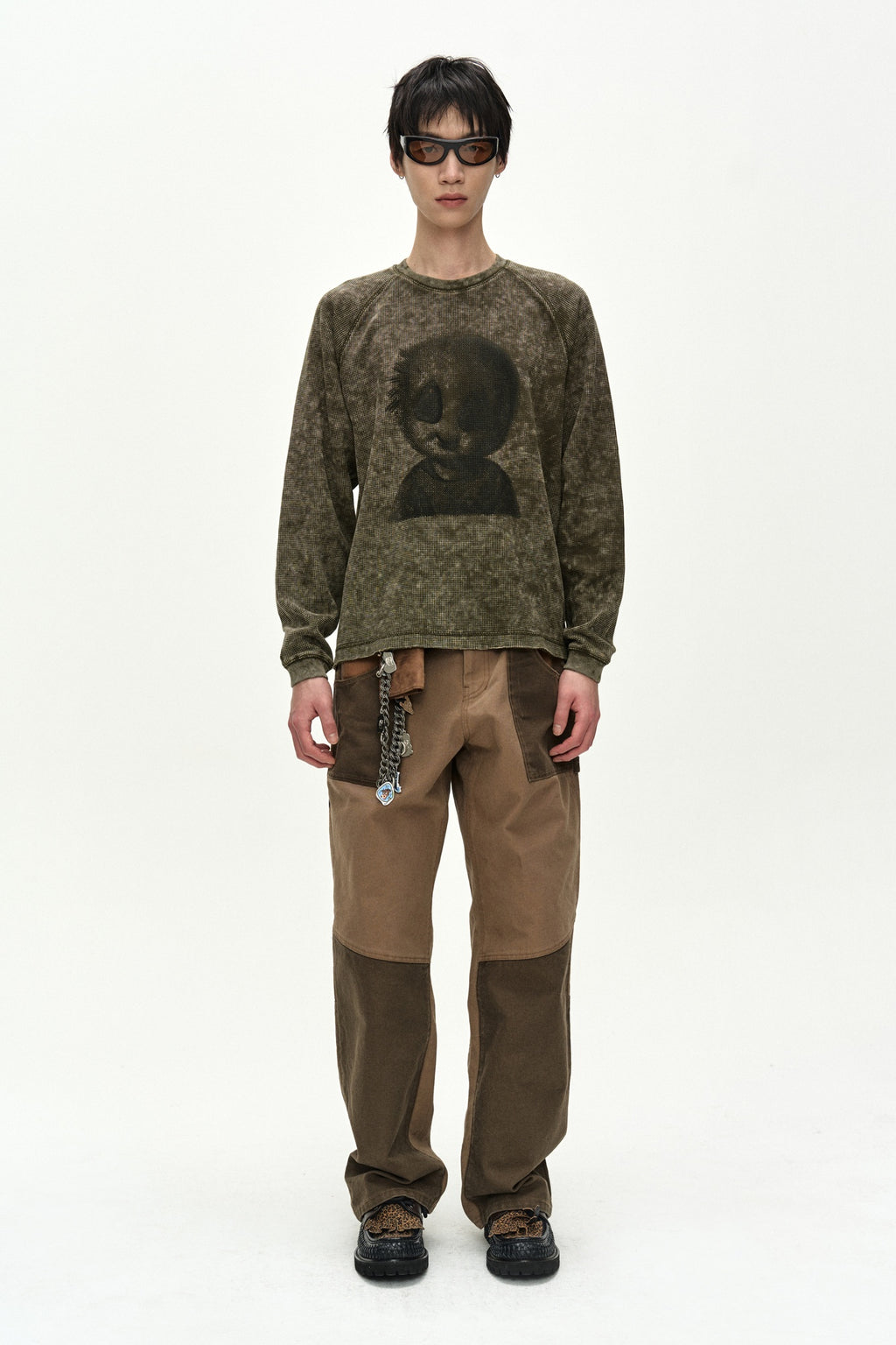 Andersson Bell - Unisex Alien Machinery Waffle Long Sleeve T-Shirt (washed Khaki) (Washed Khaki) product image 2 | TRAB K-Fashion Australia