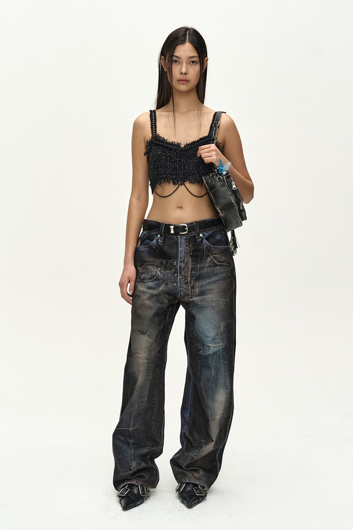 Andersson Bell - Unisex Illusion Patchwork Trompe L'oeil Jeans (Blue) product image 2 | TRAB K-Fashion Australia