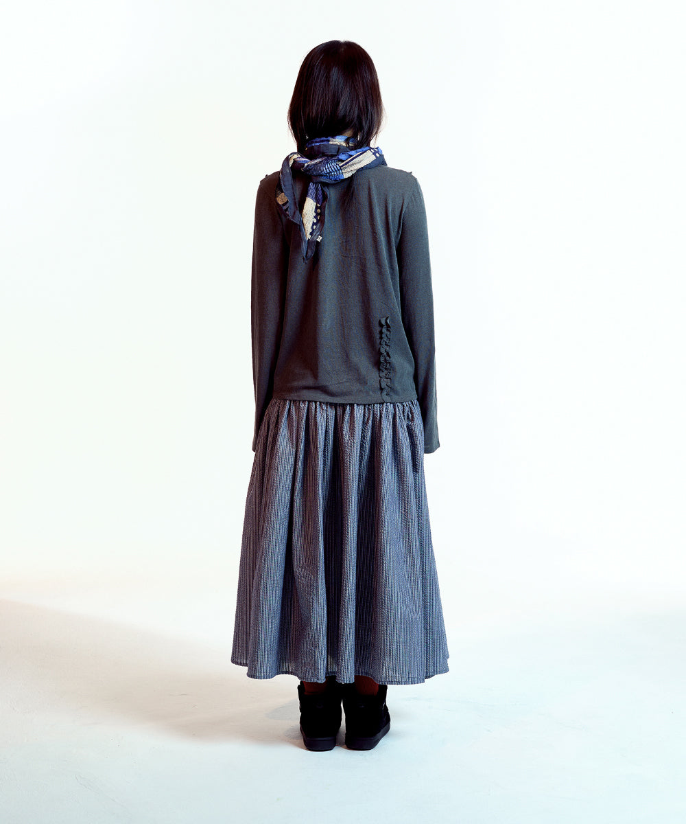 Coyseio - Double Button Stripe Skirt (Navy) product image 12 | TRAB K-Fashion Australia
