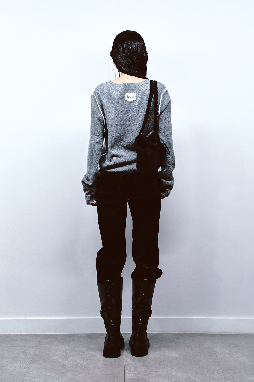 Deinet - Velvet Washed Boot Cut Denim Pants (Black) product image 3 | TRAB K-Fashion Australia