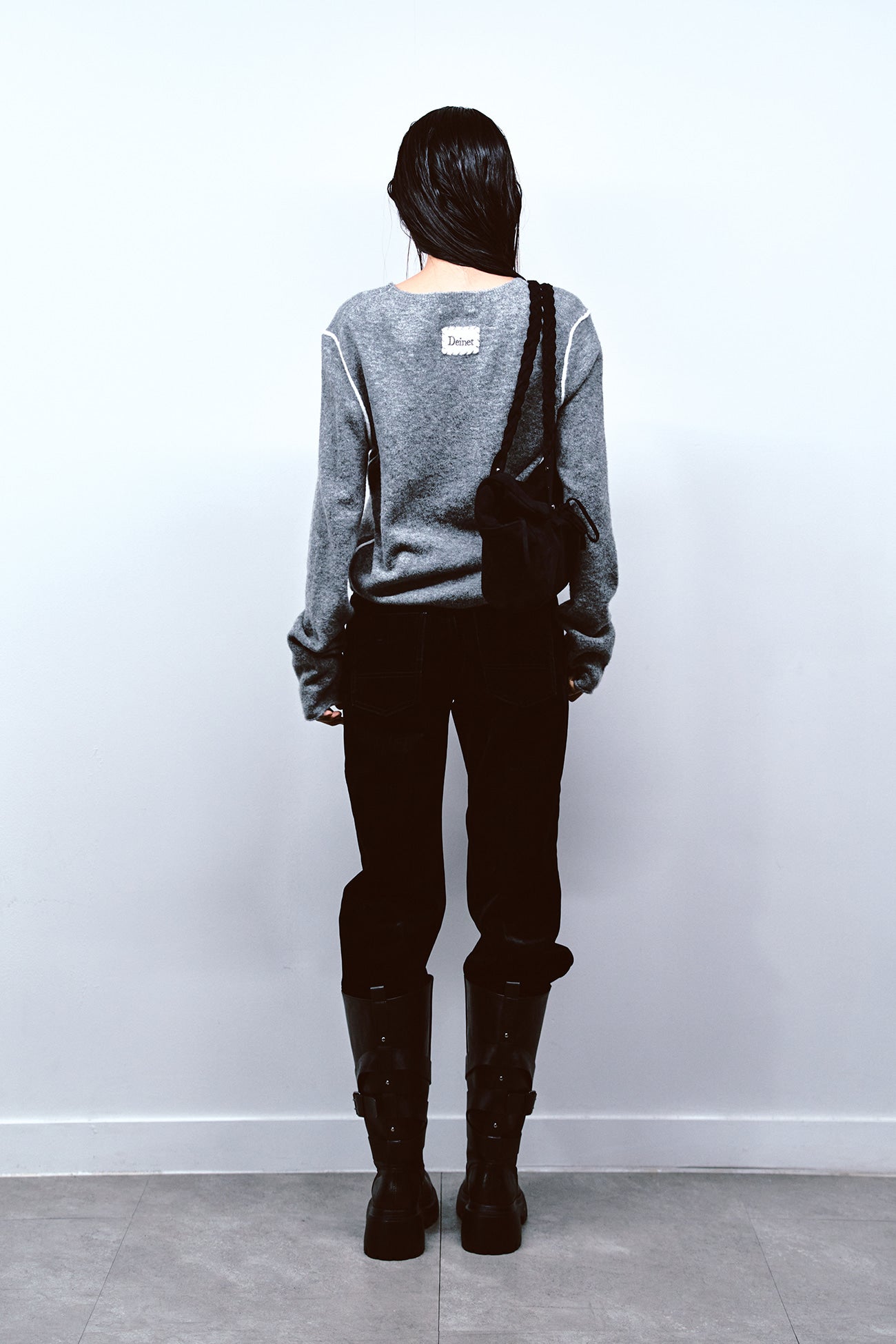 Deinet - Velvet Washed Boot Cut Denim Pants (Black) product image 3 | TRAB K-Fashion Australia