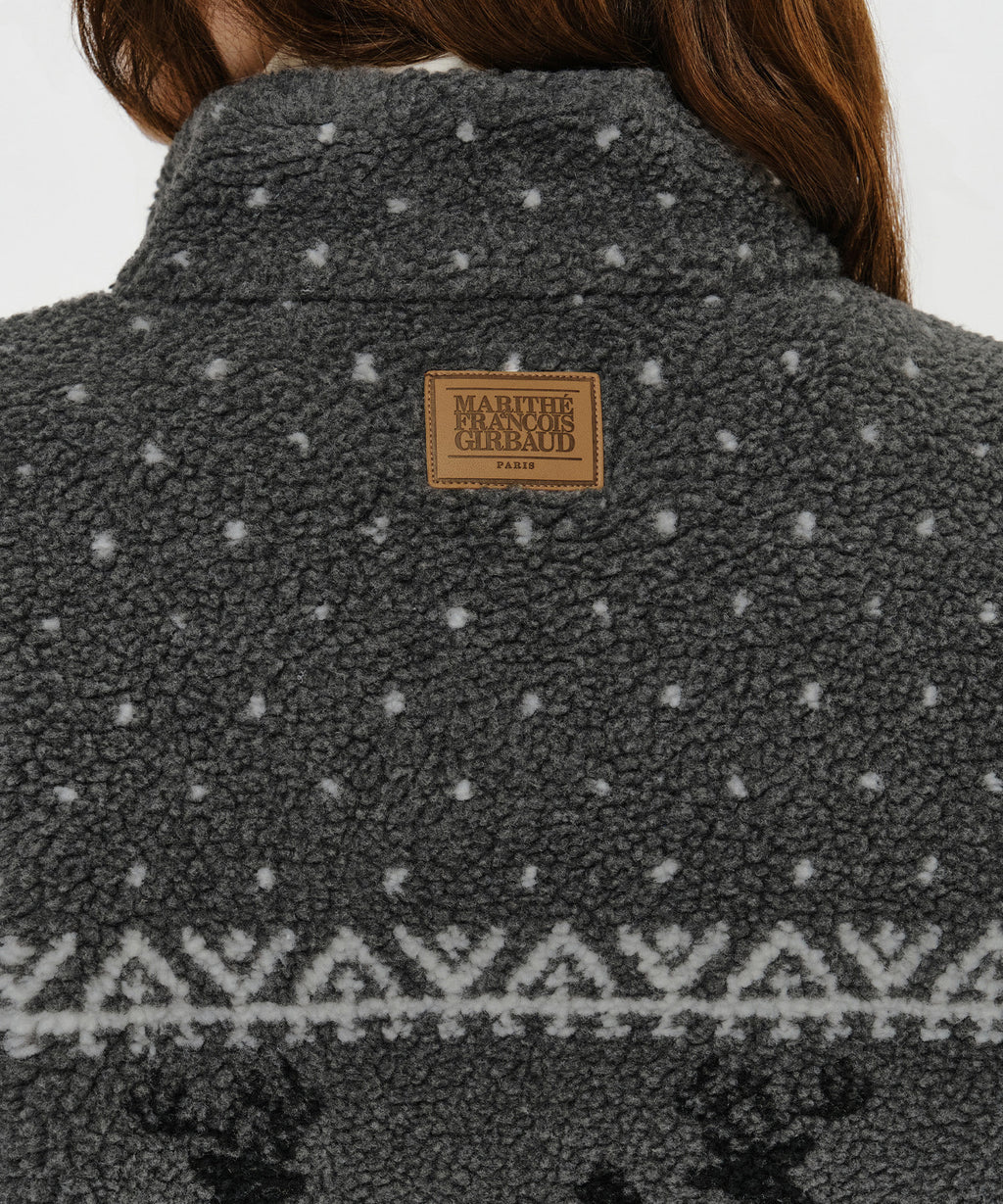 Marithe & Francois Girbaud - High Neck Pattern Fleece Jacket (Gray) product image 5 | TRAB K-Fashion Australia