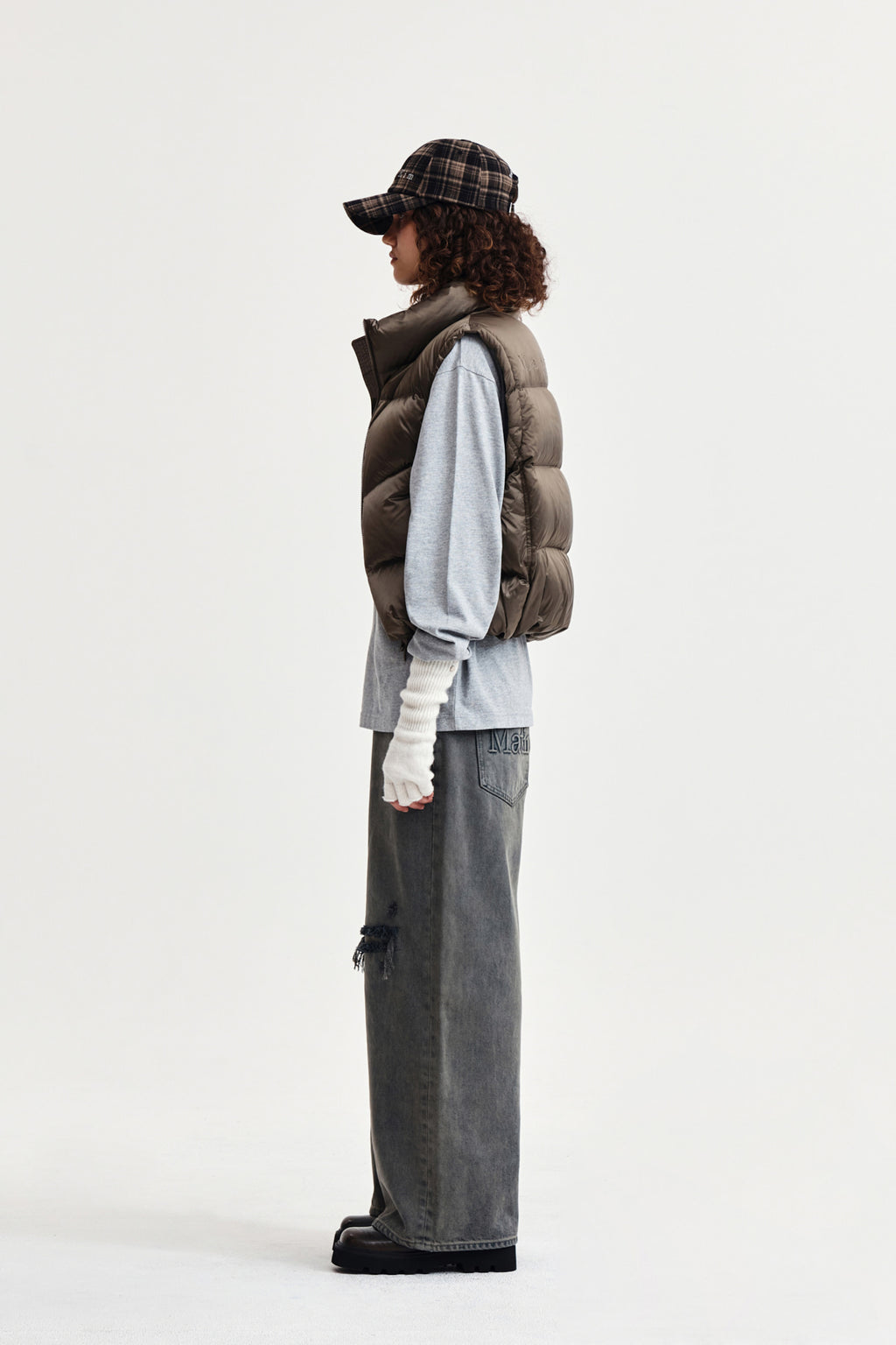 Matin Kim - Back Logo Wide Denim Pants (Smoke Blue) product image 6 | TRAB K-Fashion Australia
