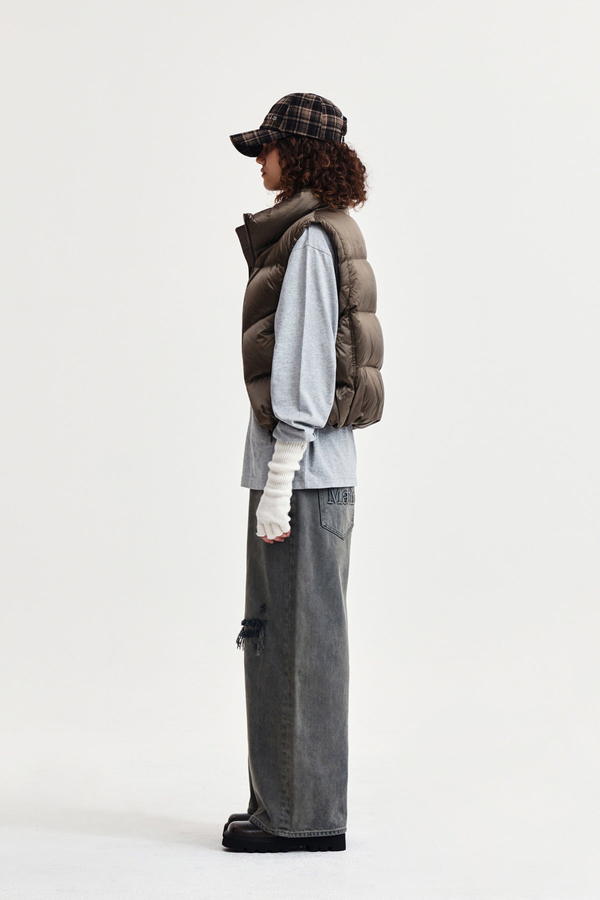 Matin Kim - Back Logo Wide Denim Pants (Smoke Blue) product image 6 | TRAB K-Fashion Australia