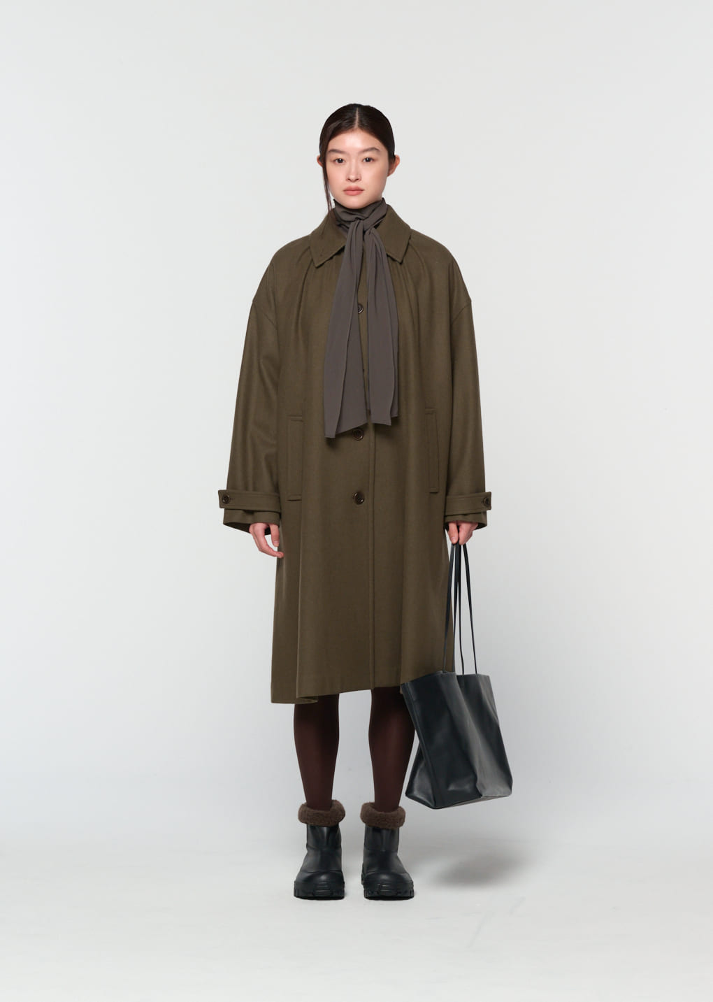 Amomento - shirring coat (Khaki) product image 2 | TRAB K-Fashion Australia