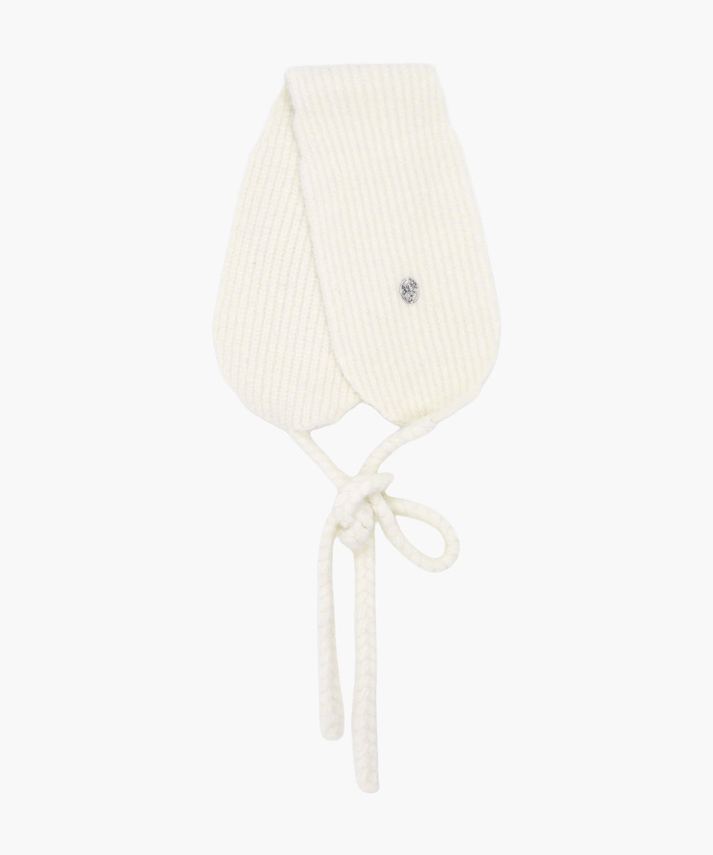 Marithe & Francois Girbaud - Circle Logo Knit Ear Flap (Ivory) product image 1 | TRAB K-Fashion Australia