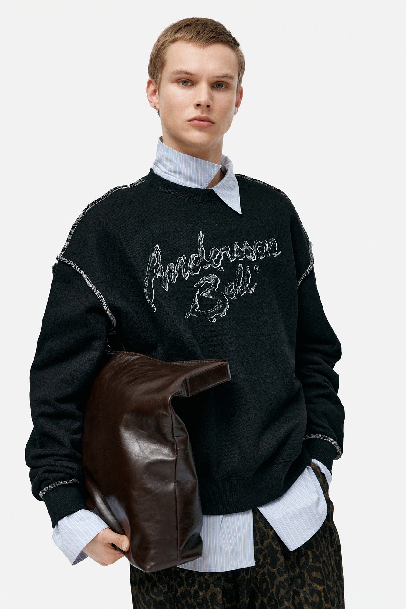 Andersson Bell - Unisex Liquid Logo Sweatshirt (Black) product image 1 | TRAB K-Fashion Australia
