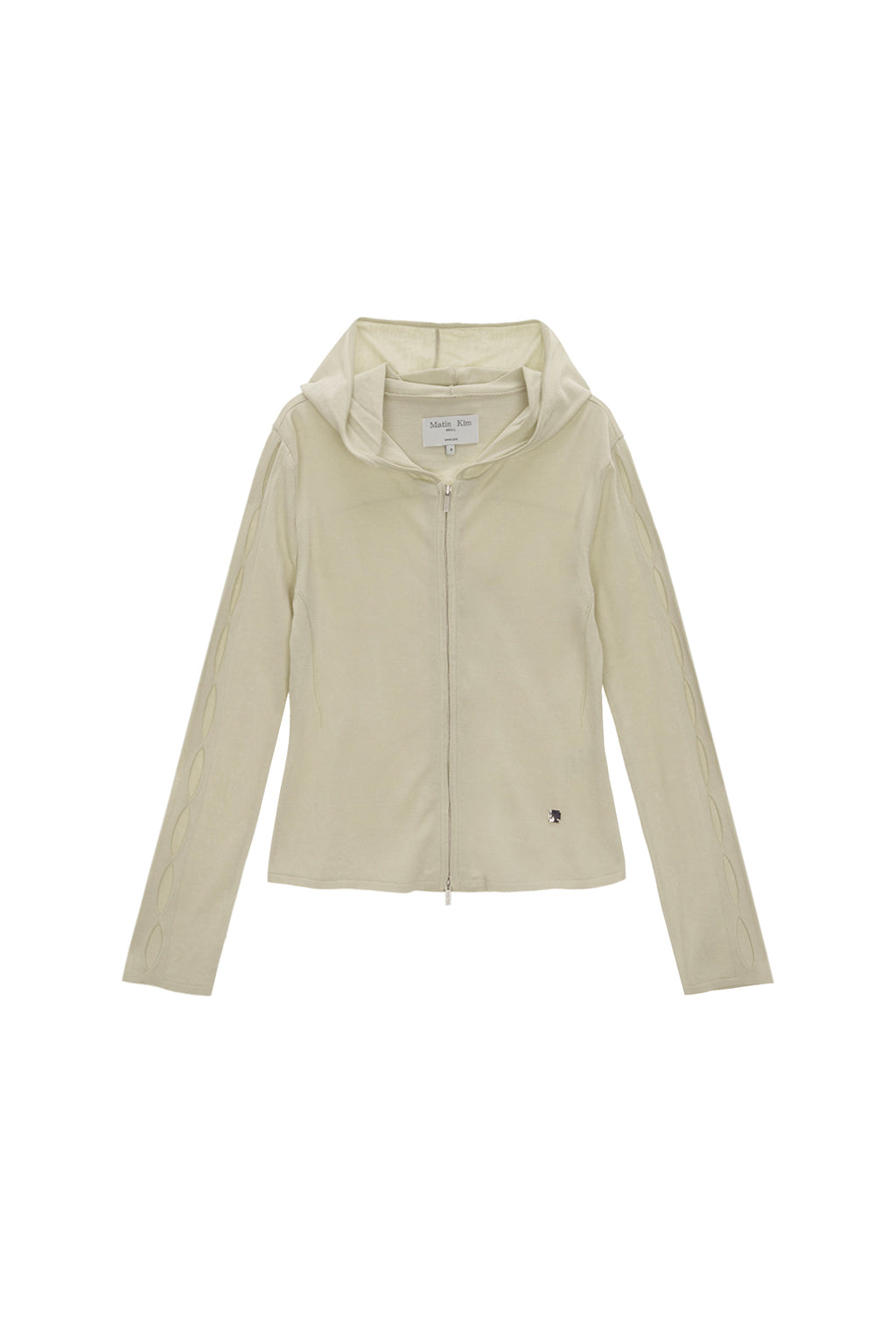 Matin Kim - Sleeve Hole Point Hoody Knit Zip Up (Light Green) product image 1 | TRAB K-Fashion Australia