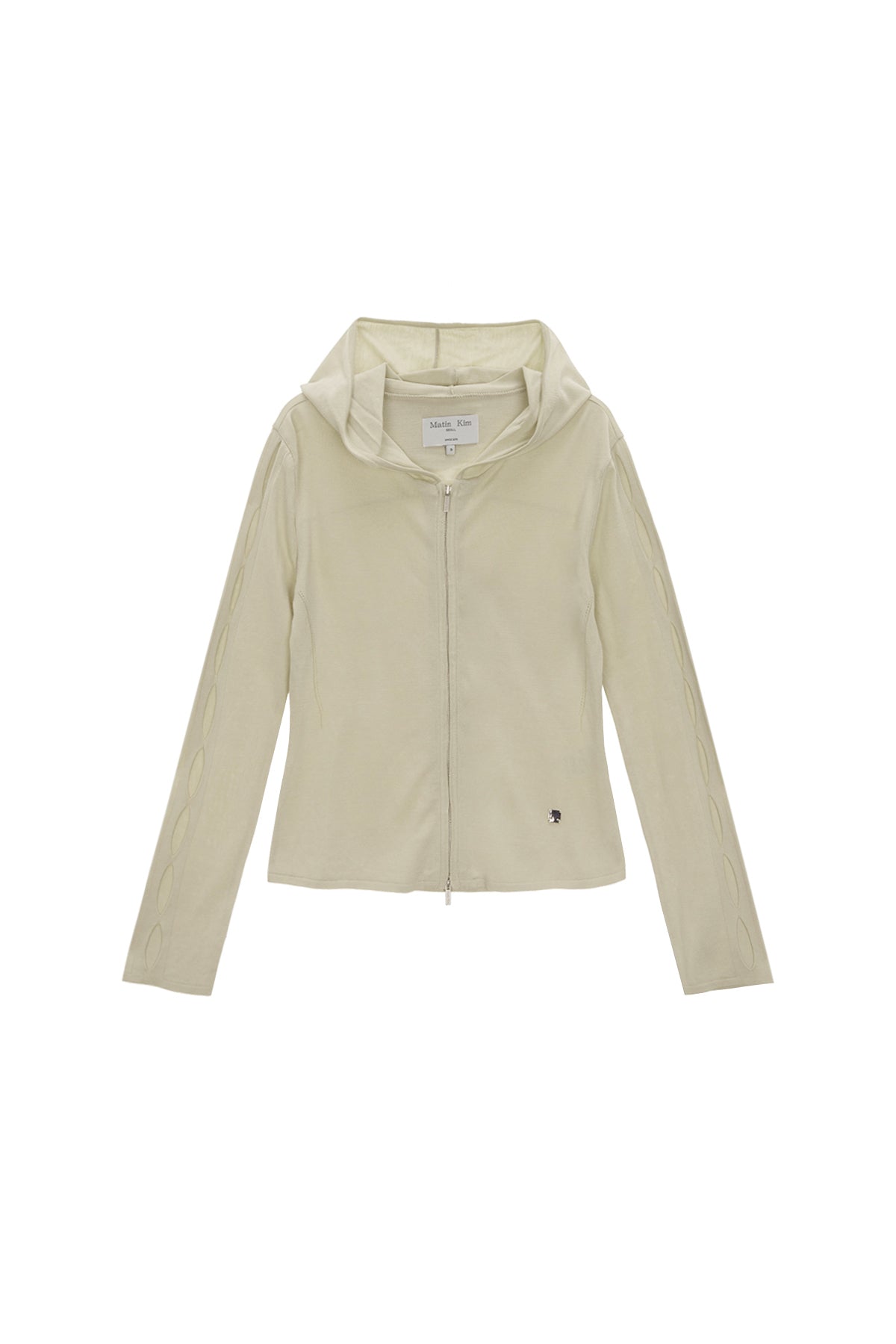 Matin Kim - Sleeve Hole Point Hoody Knit Zip Up (Light Green) product image 1 | TRAB K-Fashion Australia