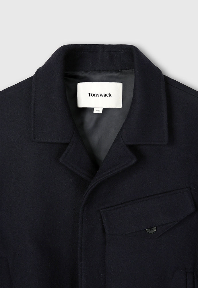 Tonywack - Wool Melton Chest Pocket Cropped Blouson (Navy) product image 10 | TRAB K-Fashion Australia