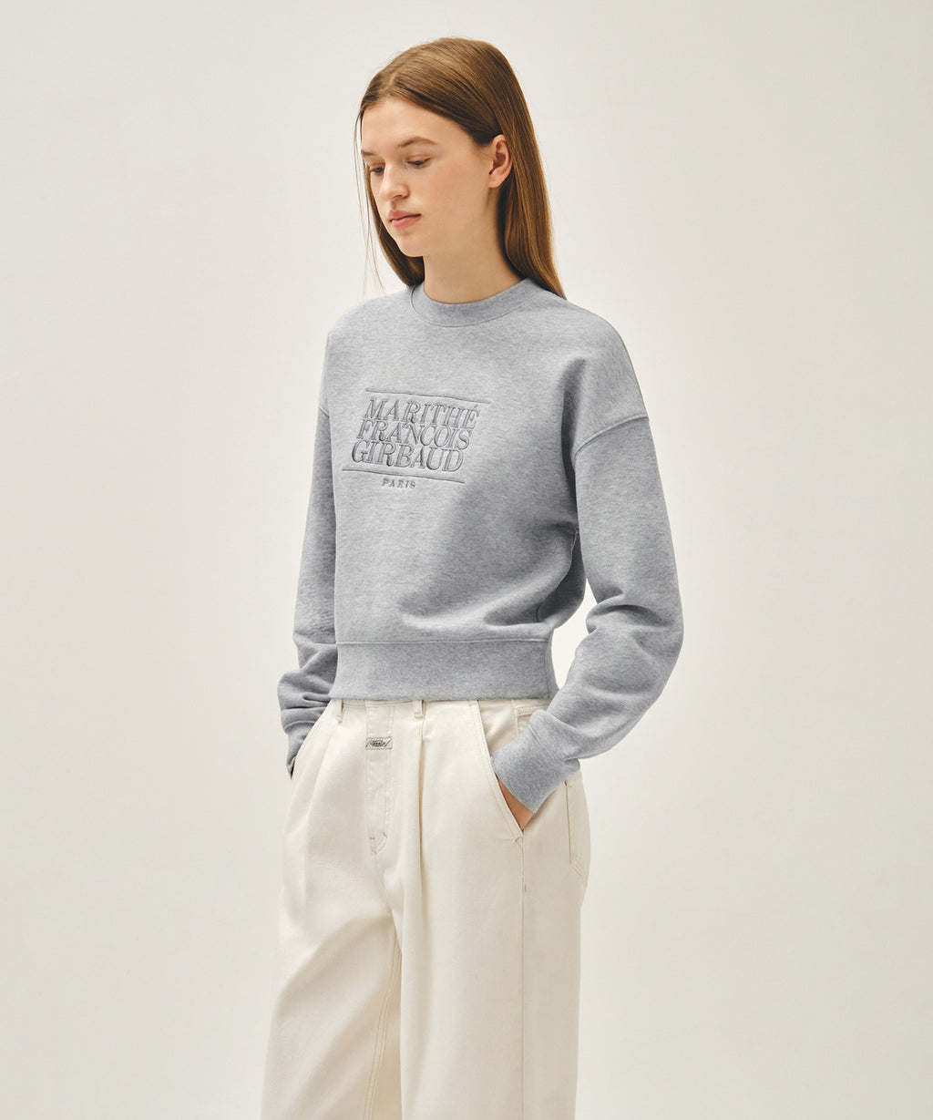 Marithe & Francois Girbaud - Classic Logo Crop Sweatshirt (Heather Gray) product image 2 | TRAB K-Fashion Australia