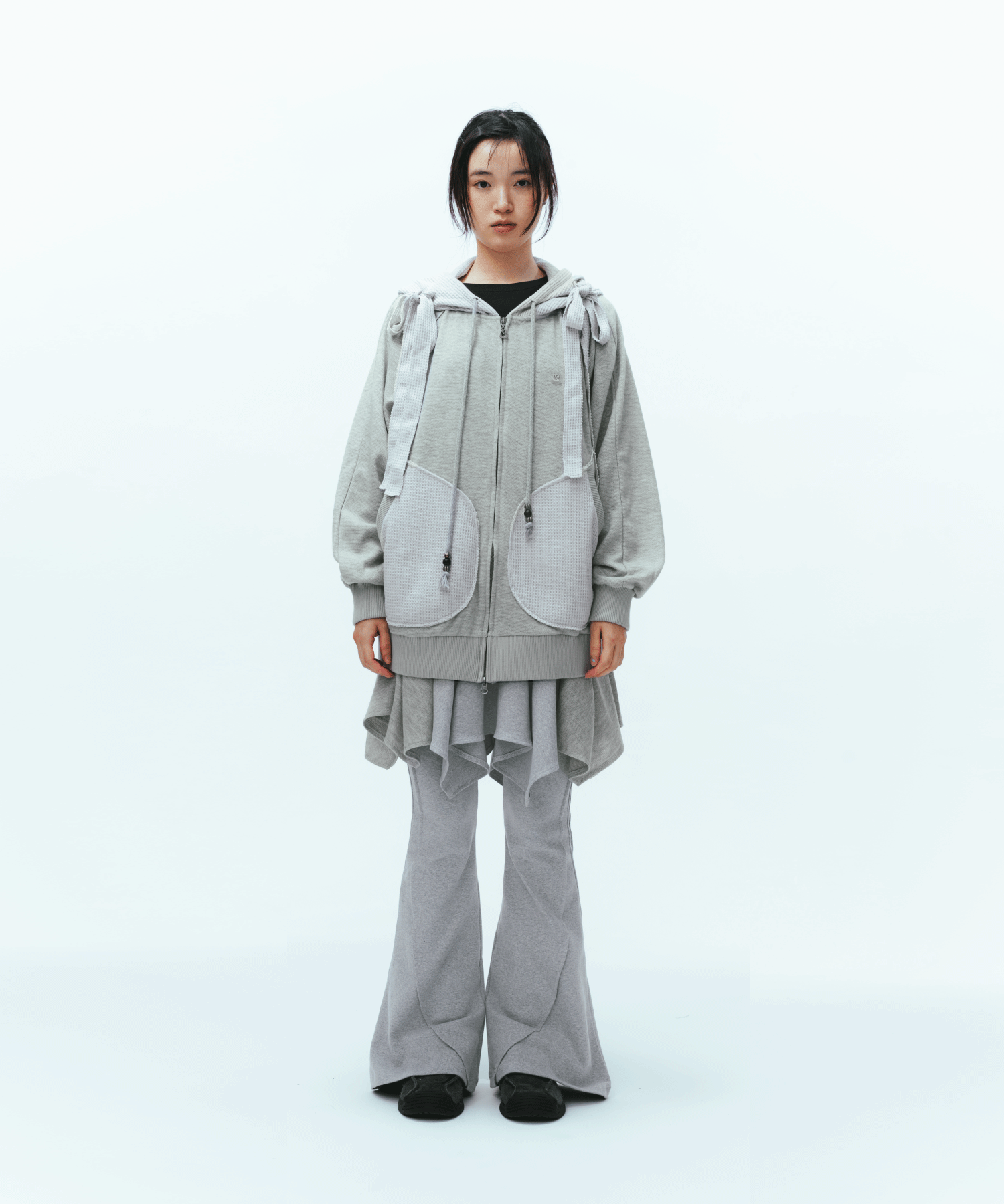 Coyseio - Round Pintuck Pants (Light Grey) product image 1 | TRAB K-Fashion Australia