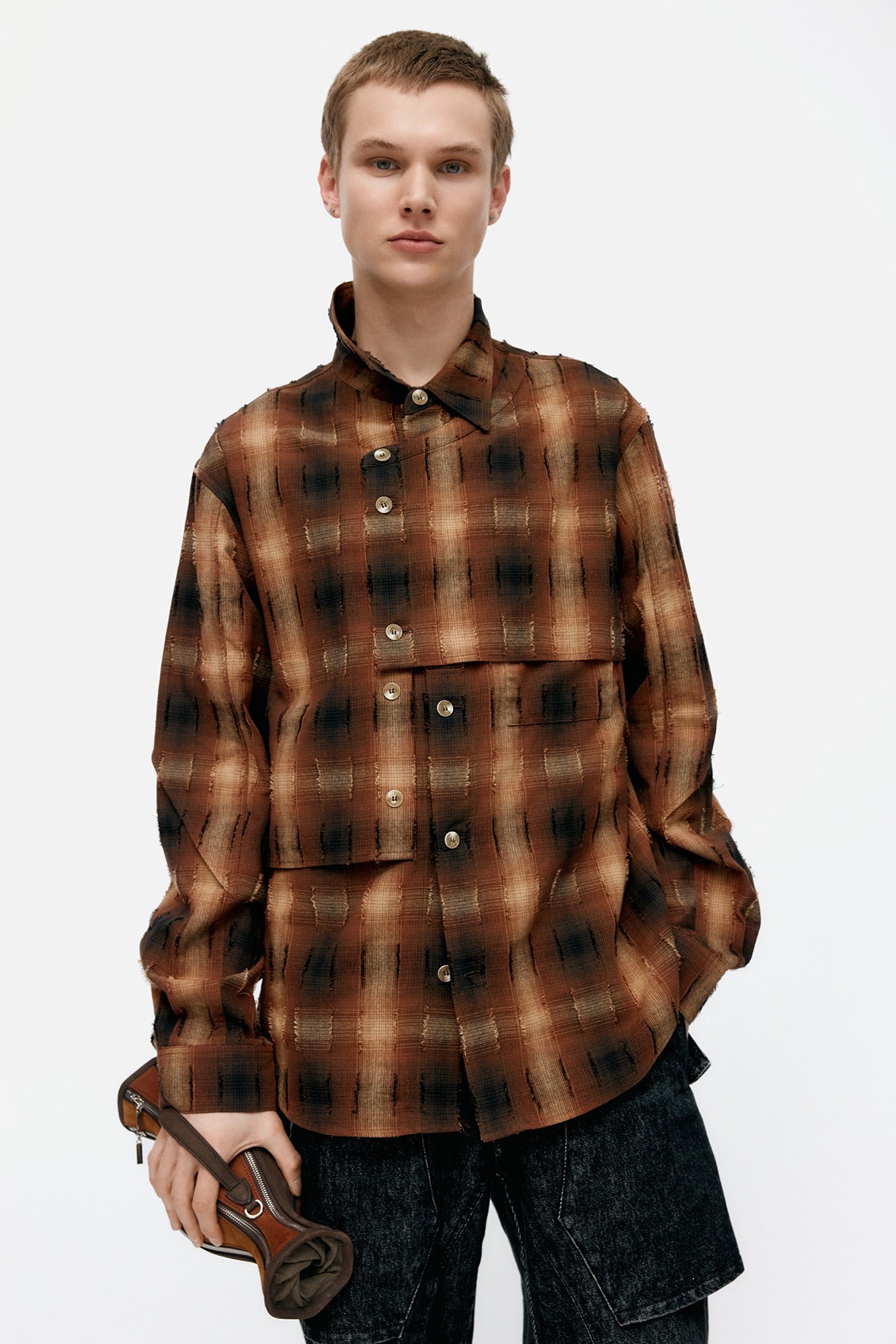 Andersson Bell - Check Layered Shirts (Brown) product image 1 | TRAB K-Fashion Australia