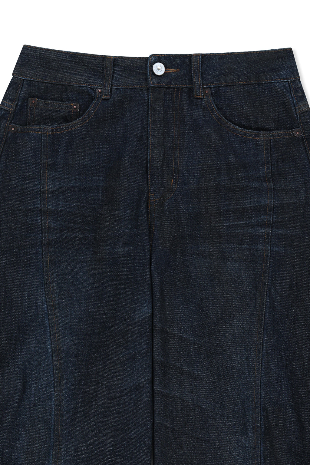 Matin Kim - Twisted Volume Coated Denim Pants (Dark Navy) product image 4 | TRAB K-Fashion Australia