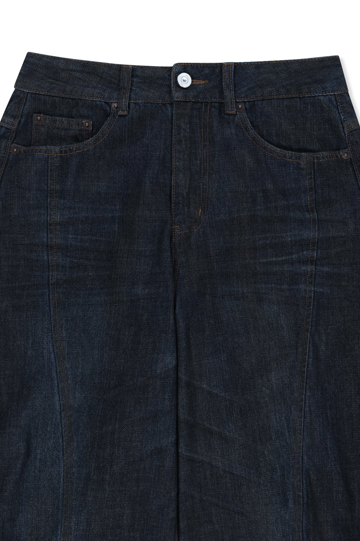 Matin Kim - Twisted Volume Coated Denim Pants (Dark Navy) product image 4 | TRAB K-Fashion Australia