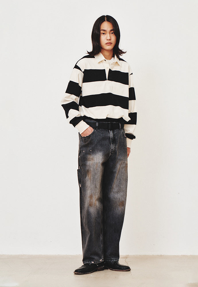 Art if acts - Oil Washed Denim Carpenter Pants (Used Black) product image 3 | TRAB K-Fashion Australia