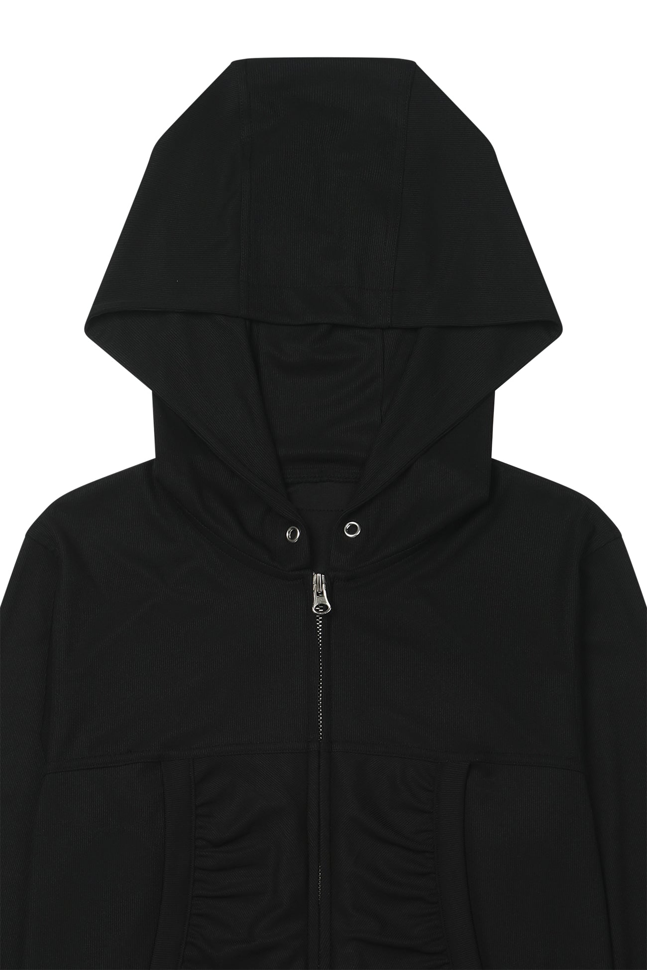 Deinet - Shirring Hood Zip Up (Black) product image 9 | TRAB K-Fashion Australia