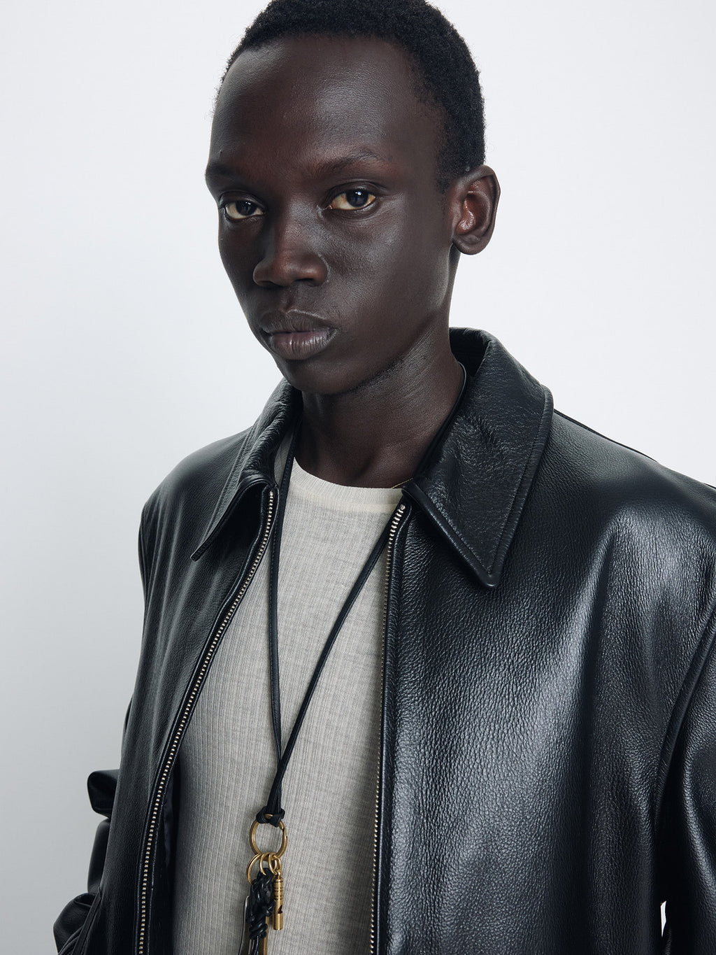 Tonywack - Cow Leather Buckle Zip Jacket (Black) product image 6 | TRAB K-Fashion Australia