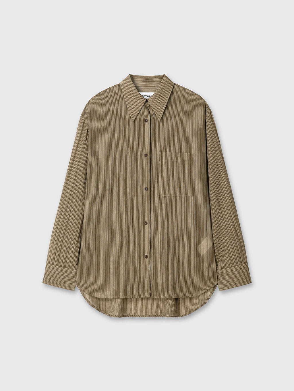 Tonywack - Lyocell Oversized Stripe Shirt (Olive Stripe) product image 10 | TRAB K-Fashion Australia