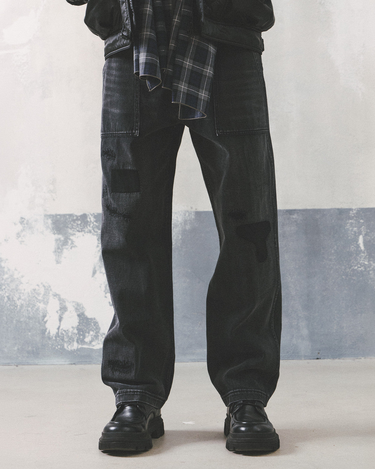 Eastlogue - Damaged Fatigue Pants (Black Denim) product image 2 | TRAB K-Fashion Australia