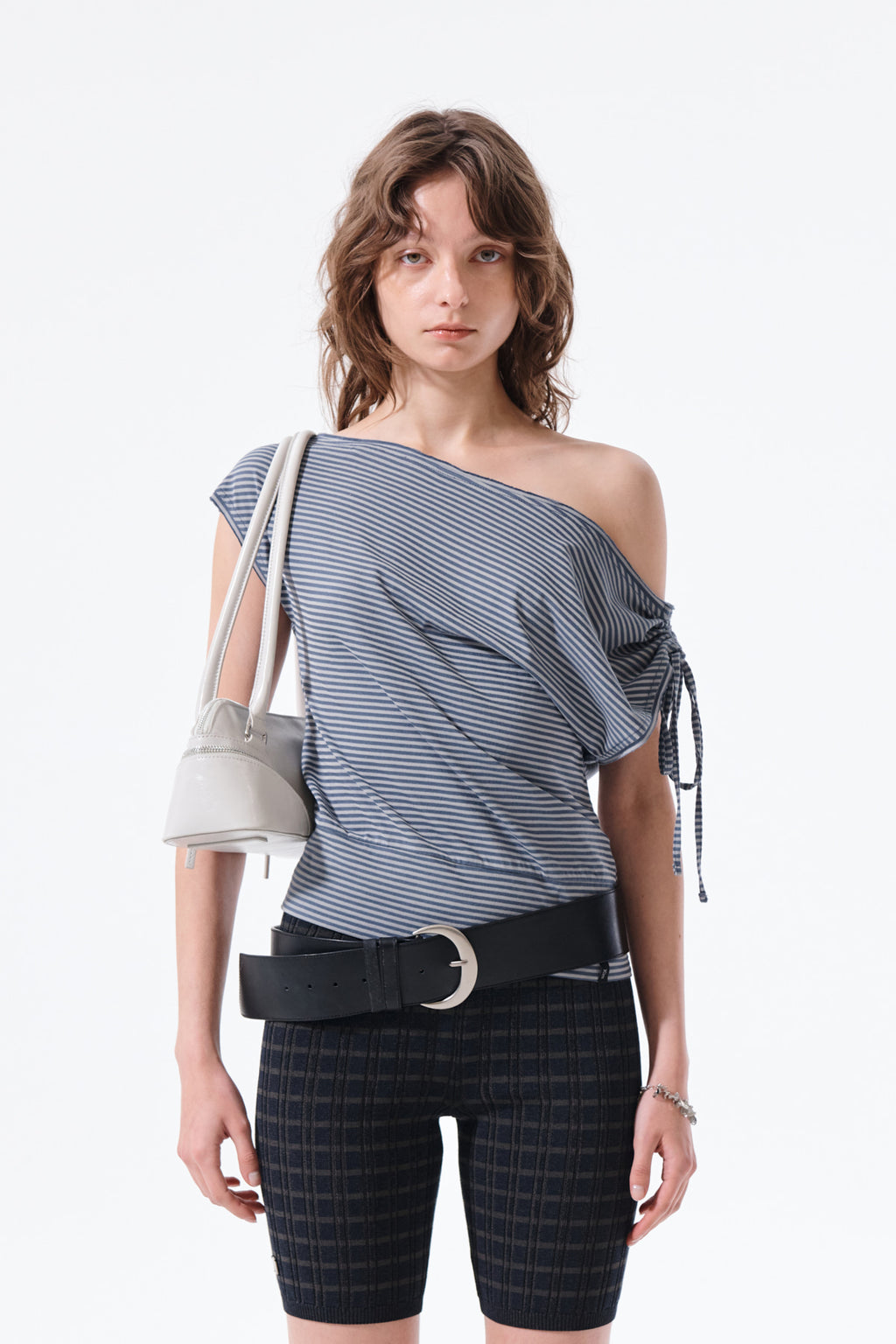 Matin Kim - Draped Asymmetric Sleeveless Top (Smoke Blue) product image 5 | TRAB K-Fashion Australia