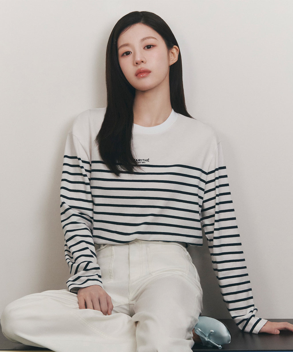Marithe & Francois Girbaud - Block Stripe Long Sleeve Tee (Navy) product image 1 | TRAB K-Fashion Australia