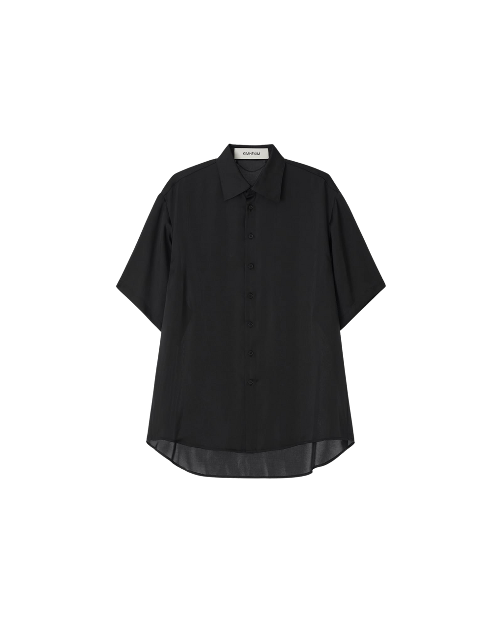 Kimhe Kim - Pearl Label Oversized Satin Shirt (Black) product image 1 | TRAB K-Fashion Australia