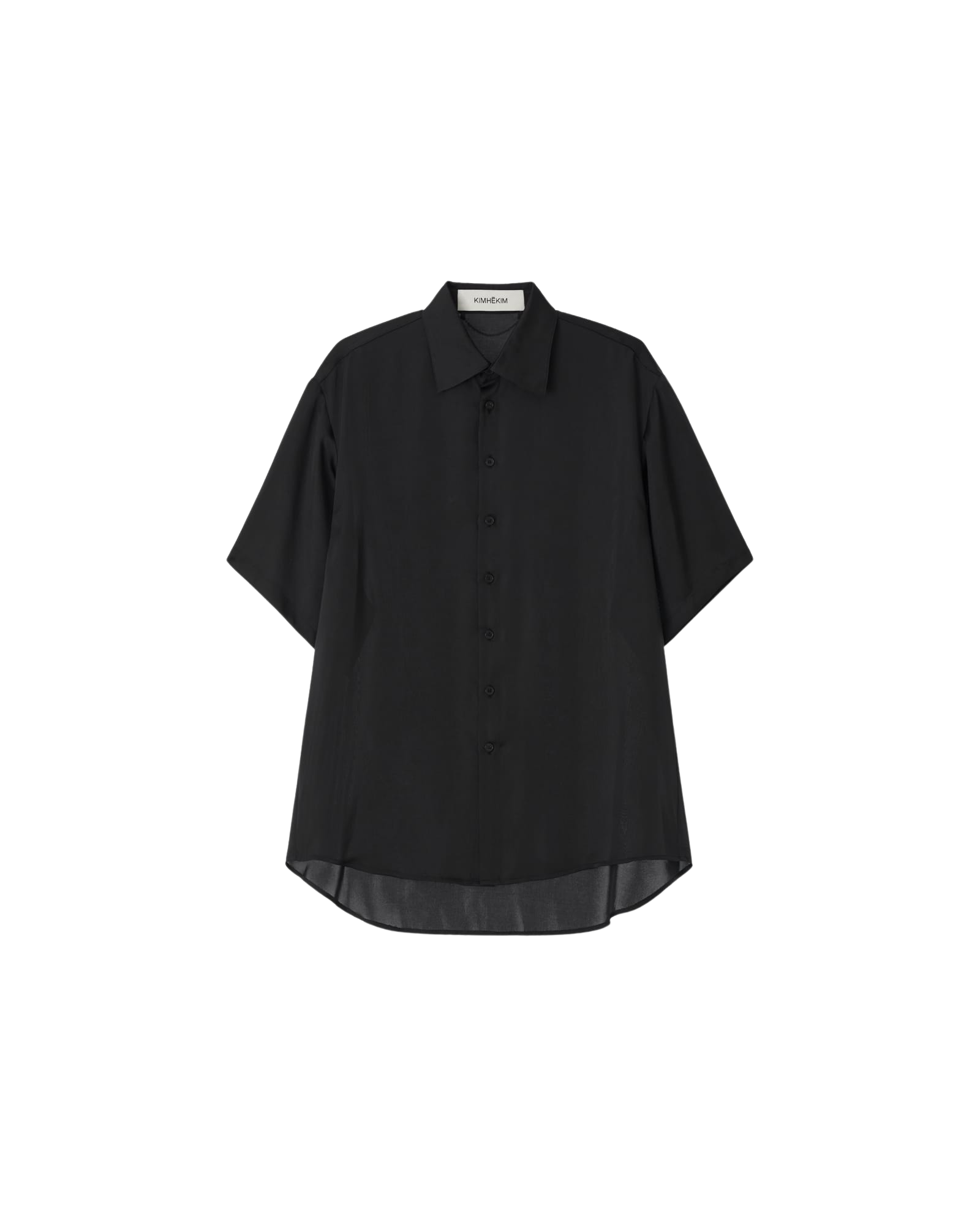 Kimhe Kim - Pearl Label Oversized Satin Shirt (Black) product image 1 | TRAB K-Fashion Australia